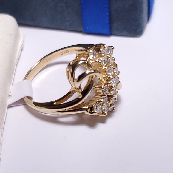 Estate .30ctw Natural Round Diamonds SI2 HI Scrolling Top 14Kt Y/Gold Ring#22013 - Picture 4 of 6